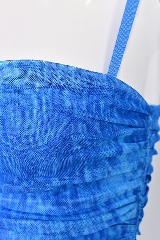 Woman wearing a figure flattering  Cassie Bodycon Wrap Mini Dress - Royal Blue BODYCON COLLECTION