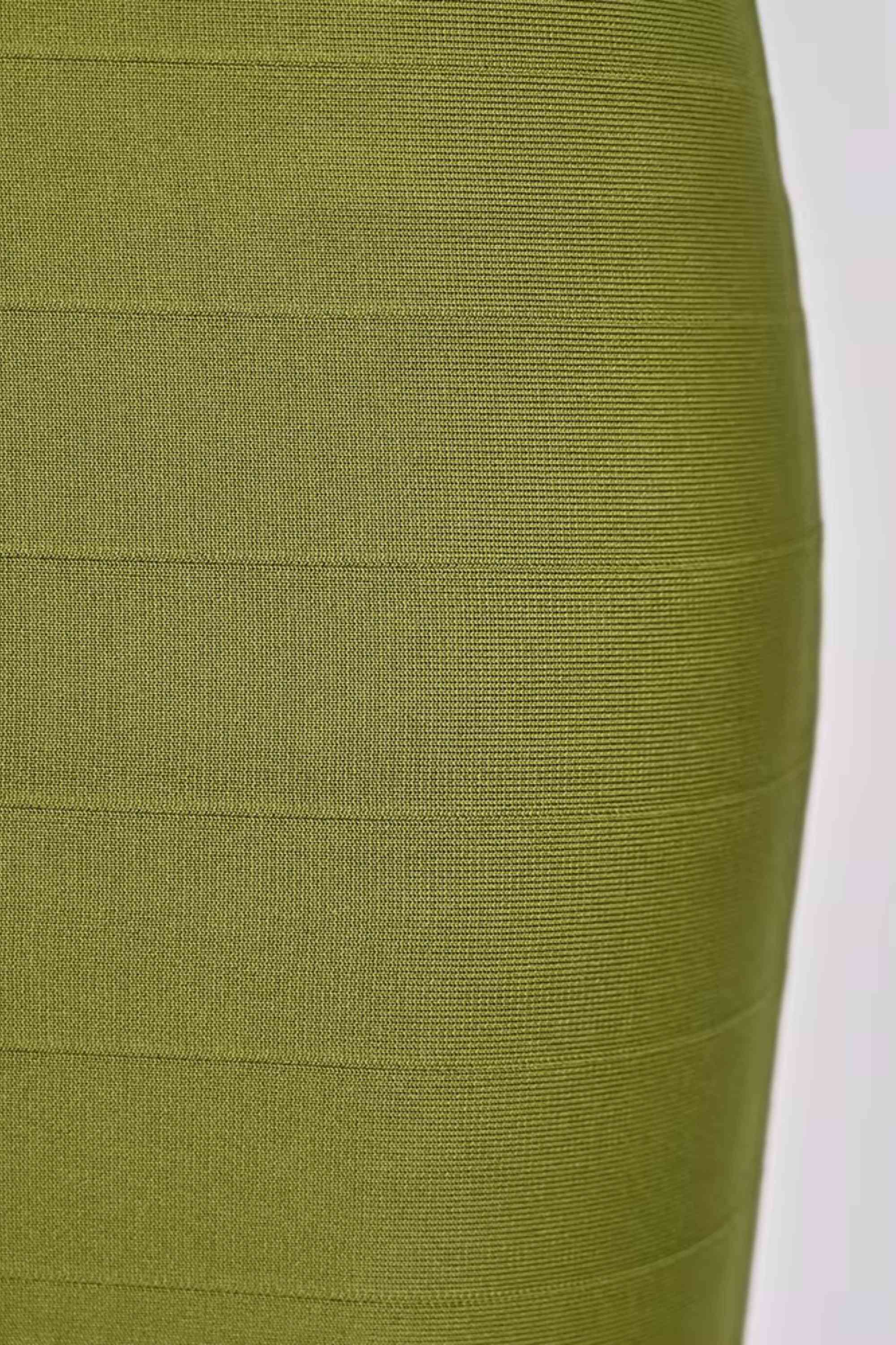 Woman wearing a figure flattering  Cindy Bandage Midi Dress - Army Green BODYCON COLLECTION Pty Ltd