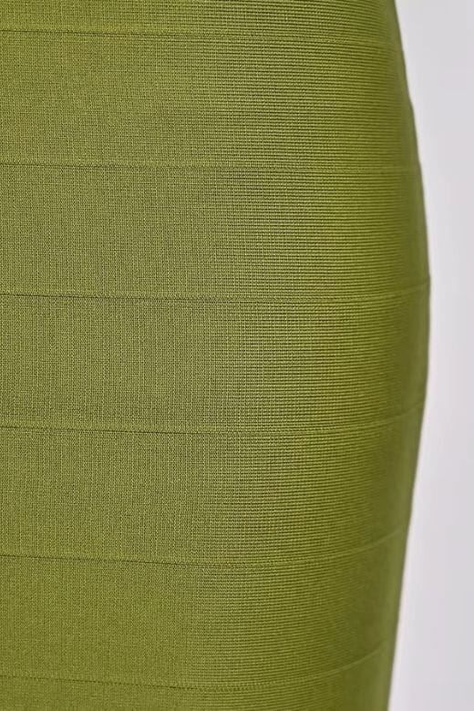 Woman wearing a figure flattering  Cindy Bandage Midi Dress - Army Green BODYCON COLLECTION Pty Ltd