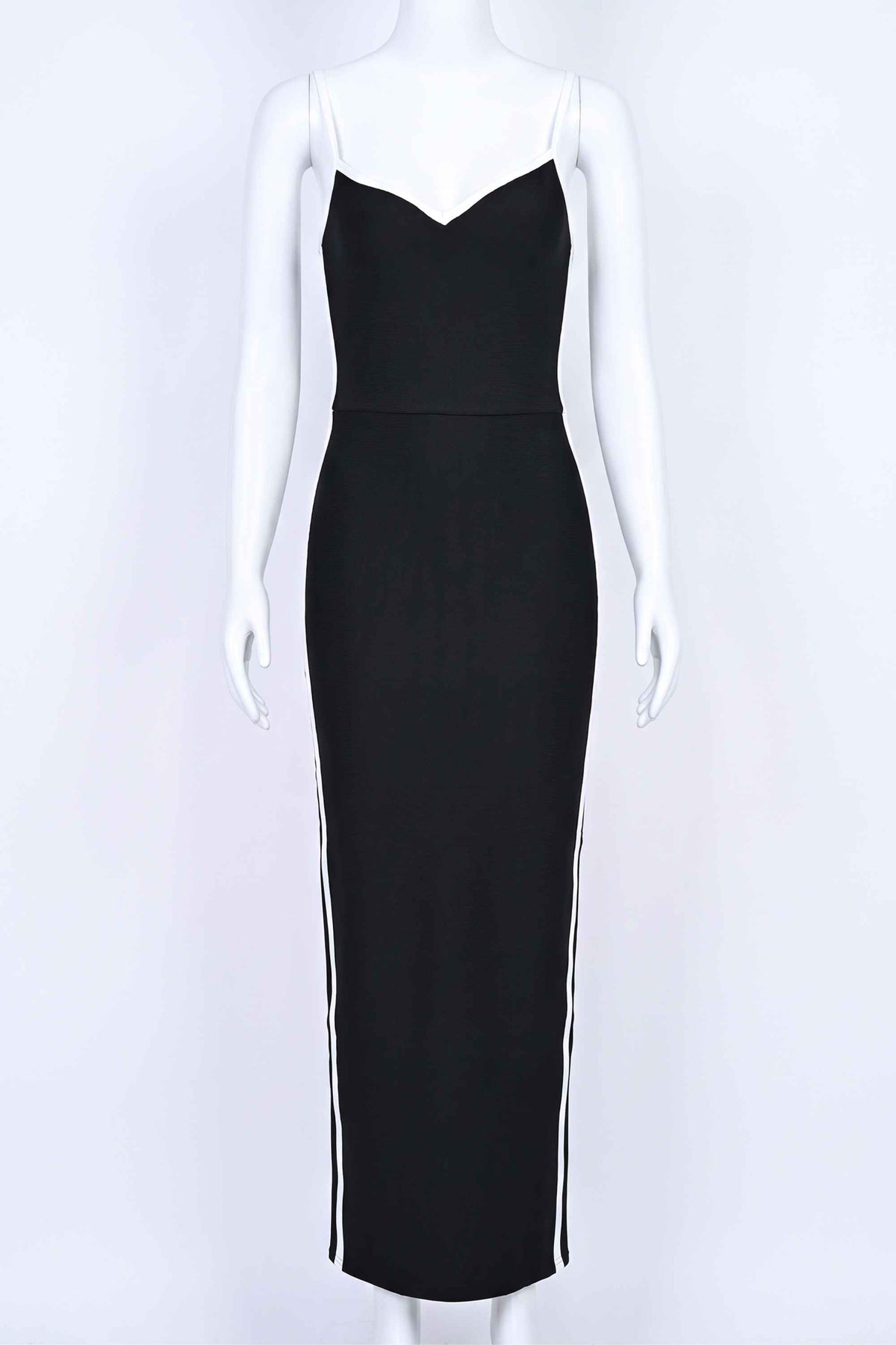 Woman wearing a figure flattering  Dianne Bandage Maxi Dress - Classic Black BODYCON COLLECTION