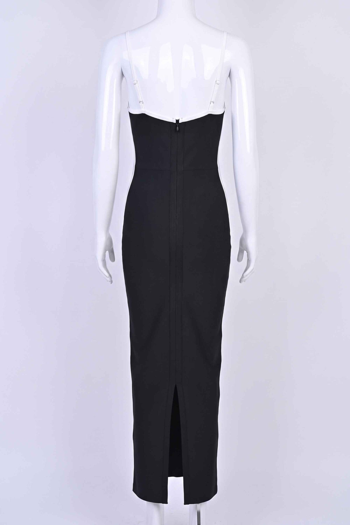 Woman wearing a figure flattering  Dianne Bandage Maxi Dress - Classic Black BODYCON COLLECTION