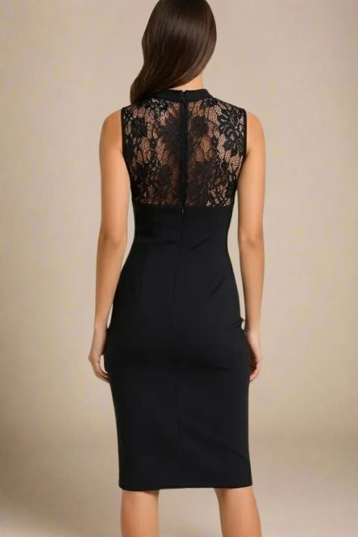 Woman wearing a figure flattering  Elia Bandage Dress - Classic Black BODYCON COLLECTION Pty Ltd