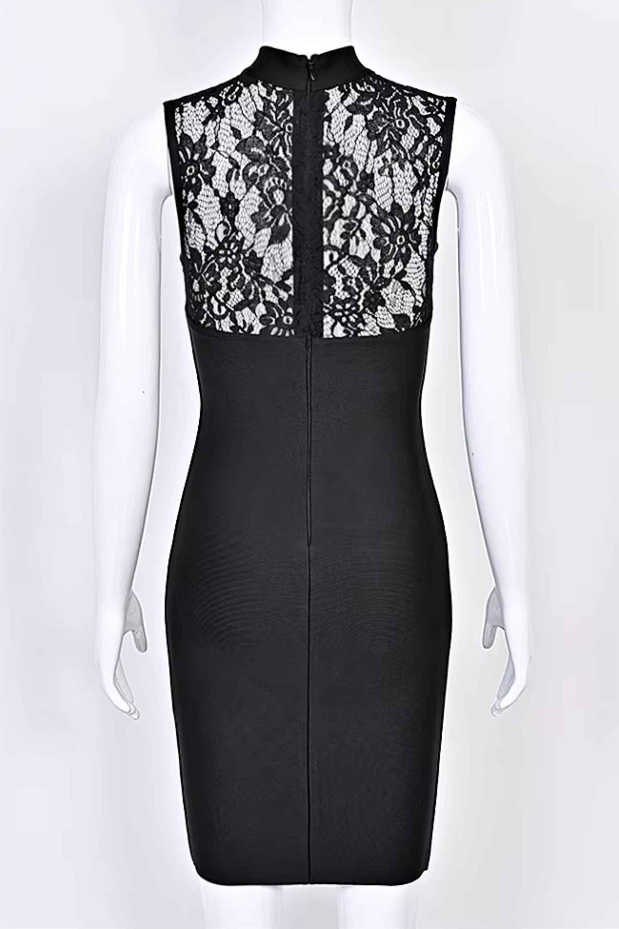 Woman wearing a figure flattering  Elia Bandage Dress - Classic Black BODYCON COLLECTION Pty Ltd