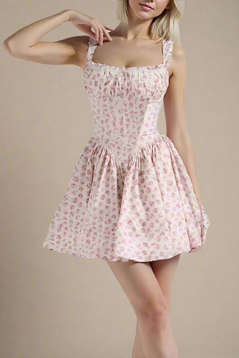 Woman wearing a figure flattering  Estelle Bodycon Mini Dress - Blush Pink BODYCON COLLECTION Pty Ltd