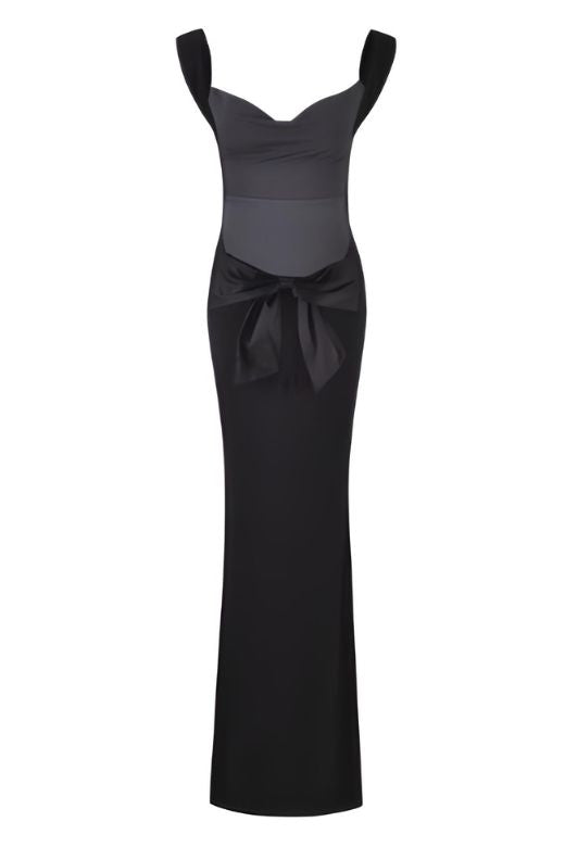 Woman wearing a figure flattering  Harper Bodycon Maxi Dress - Classic Black BODYCON COLLECTION