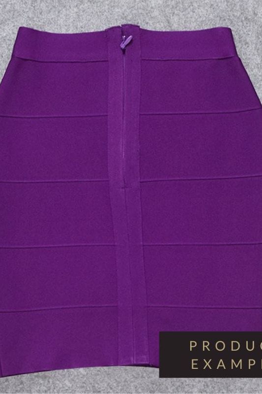 Woman wearing a figure flattering  High Waist Bandage Striped Mini Skirt - Plum Purple BODYCON COLLECTION