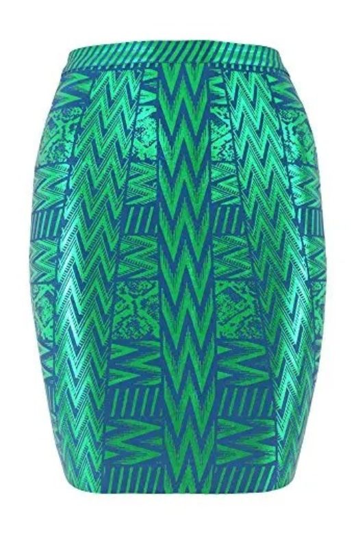 Woman wearing a figure flattering  High Waist Metallic Mini Skirt - Emerald Green BODYCON COLLECTION