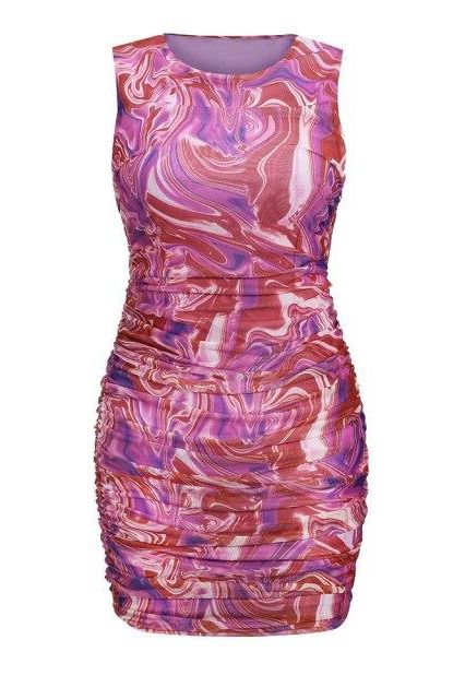 Woman wearing a figure flattering  Isla Bodycon Wrap Mini Dress - Magenta Pink BODYCON COLLECTION