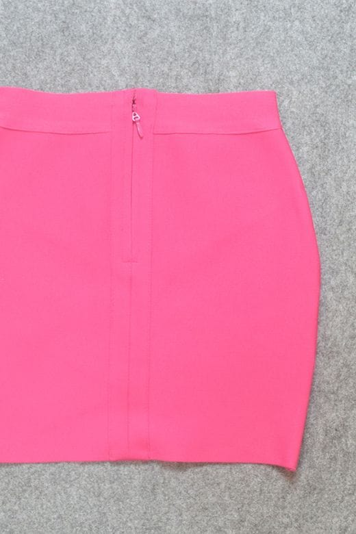 Woman wearing a figure flattering  Jay High Waist Bandage Mini Skirt - Hot Pink BODYCON COLLECTION