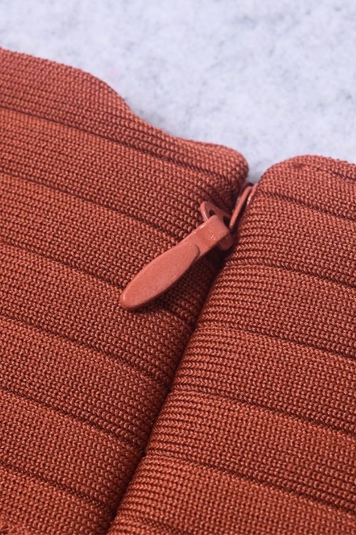 Woman wearing a figure flattering  Jessie Midi Pencil Skirt - Tan Brown BODYCON COLLECTION Pty Ltd