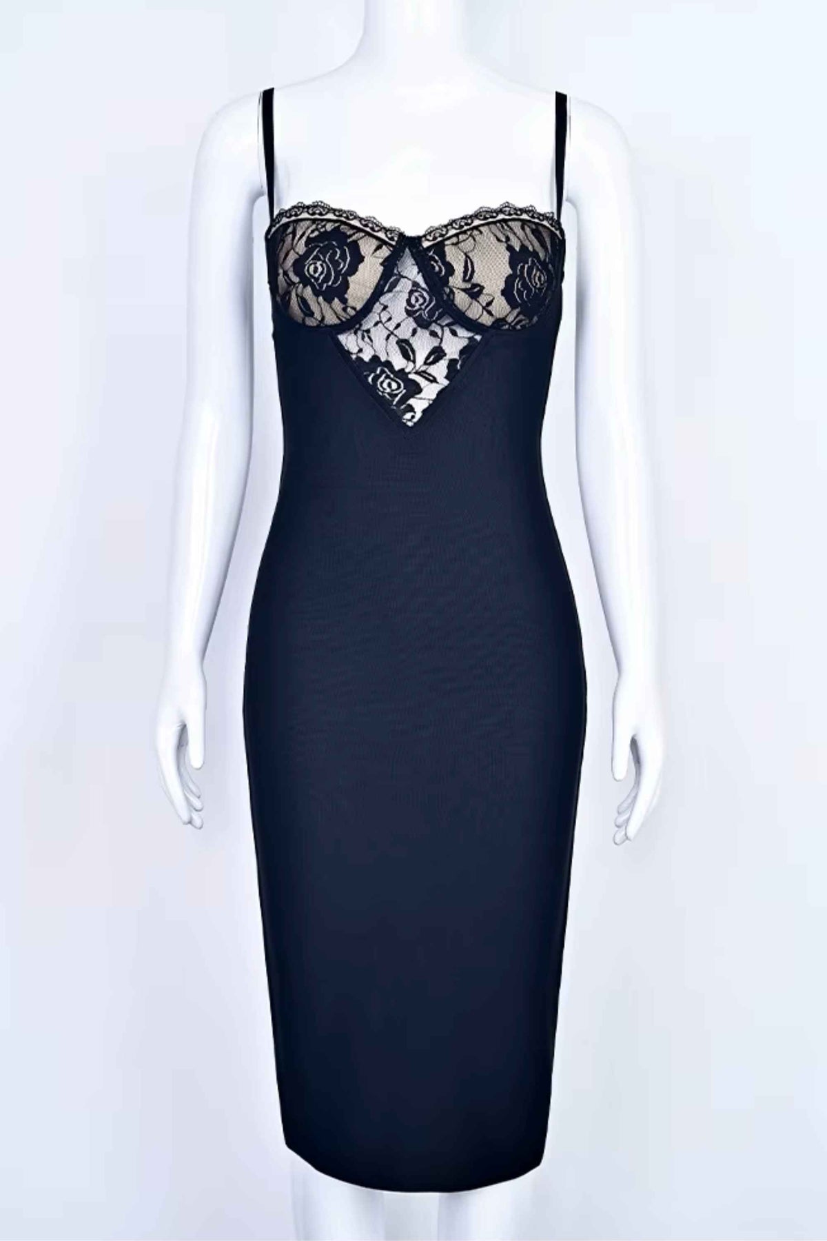 Woman wearing a figure flattering  Larissa Bodycon Dress - Classic Black BODYCON COLLECTION Pty Ltd