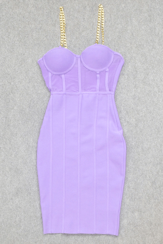 Woman wearing a figure flattering  Leah Bodycon Dress - Violet Bodycon Collection