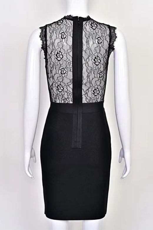 Woman wearing a figure flattering  Lori Bodycon Dress - Classic Black BODYCON COLLECTION Pty Ltd