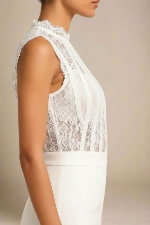 Woman wearing a figure flattering  Lori Bodycon Dress - White Pearl BODYCON COLLECTION Pty Ltd