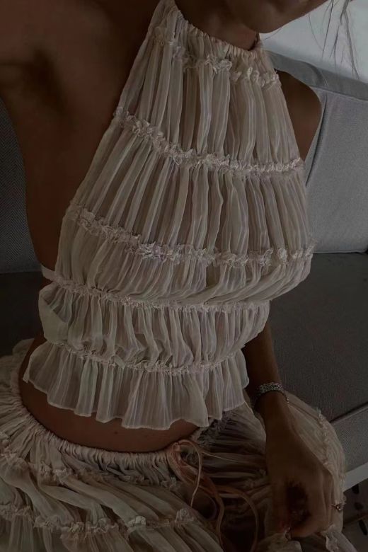 Woman wearing a figure flattering  Meryl Wrap Top and Maxi Skirt Set - Sky Blue BODYCON COLLECTION