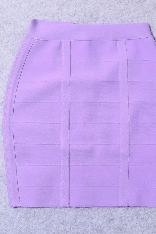 Woman wearing a figure flattering  Missy High Waist Bandage Mini Skirt - Violet Purple BODYCON COLLECTION Pty Ltd