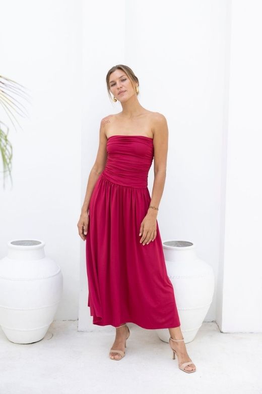 Woman wearing a figure flattering  North Bodycon Wrap Midi Dress - Chocolate Brown BODYCON COLLECTION Pty Ltd