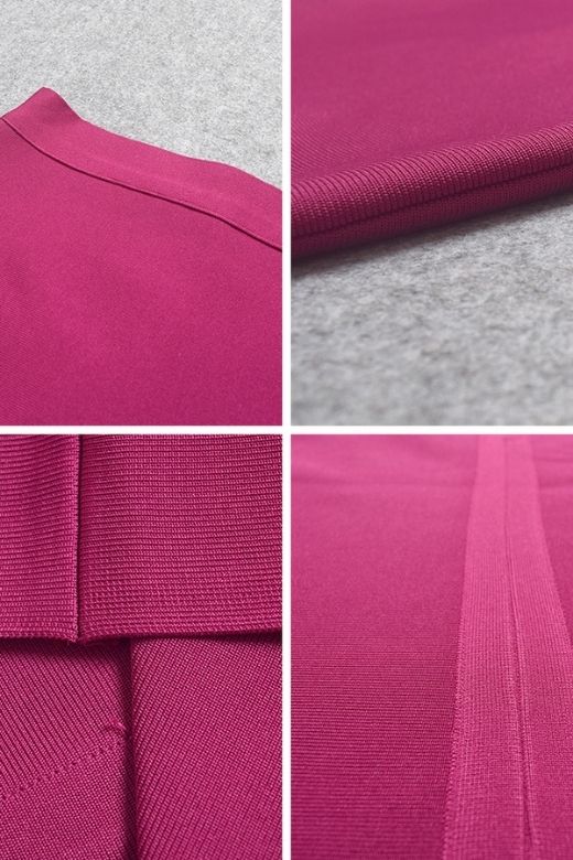 Woman wearing a figure flattering  Pencil High Waist Bandage Knee Length Skirt - Magenta Pink BODYCON COLLECTION