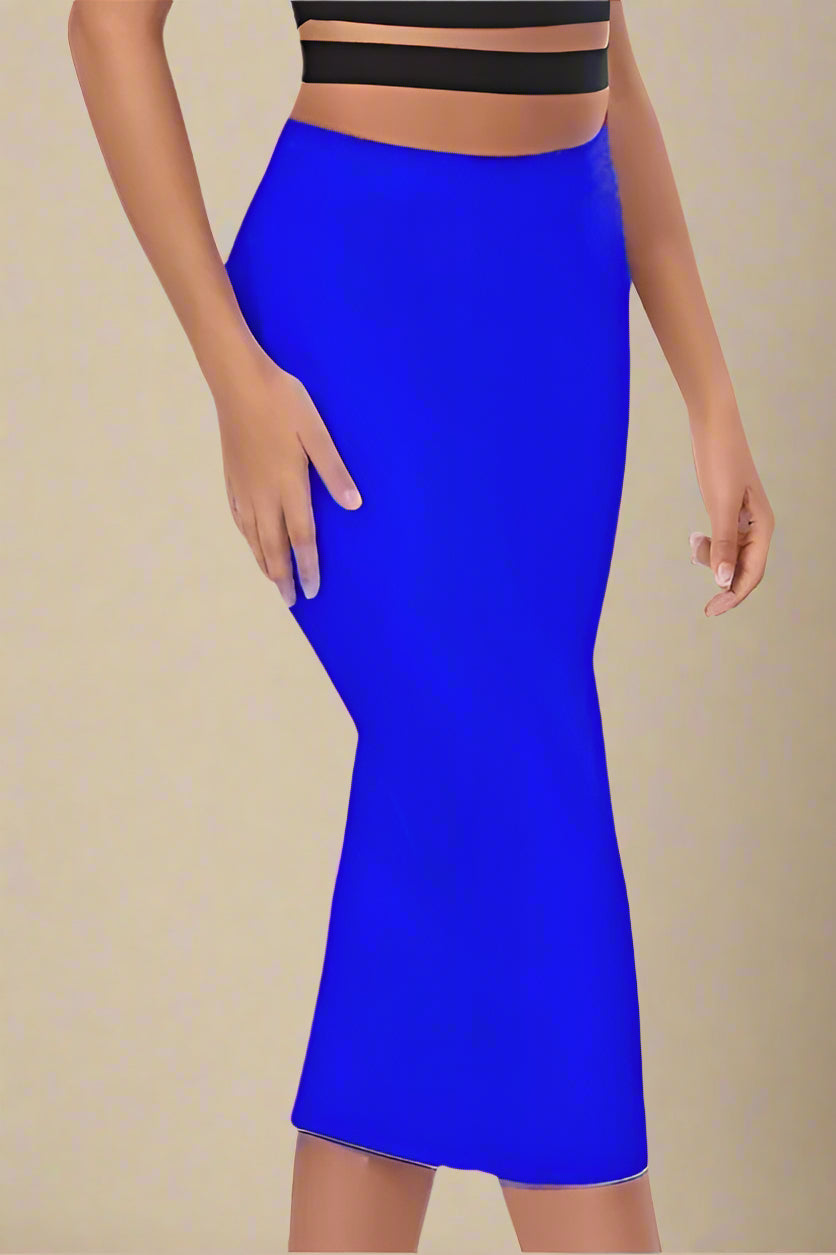 Woman wearing a figure flattering  Pencil High Waist Bandage Midi Skirt - Royal Blue BODYCON COLLECTION