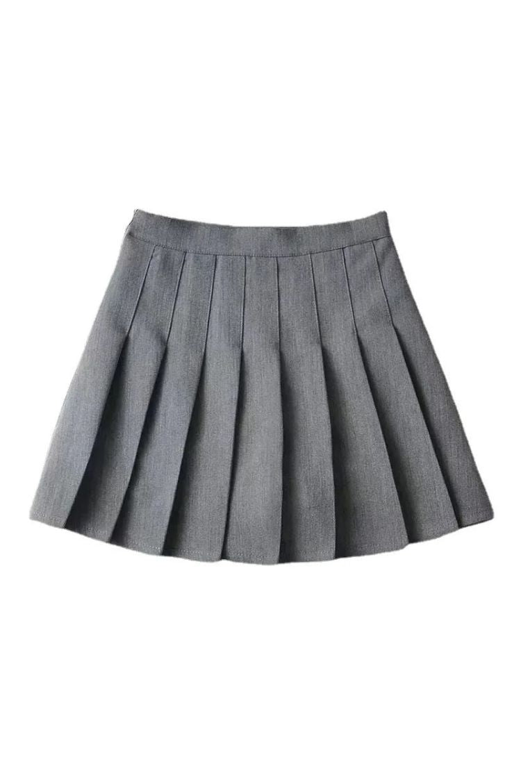 Woman wearing a figure flattering  Pleated Mini Skirt - Grey BODYCON COLLECTION Pty Ltd