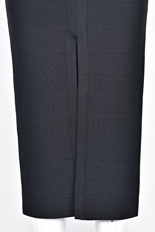 Woman wearing a figure flattering  Rory Bandage Maxi Dress - Classic Black BODYCON COLLECTION Pty Ltd