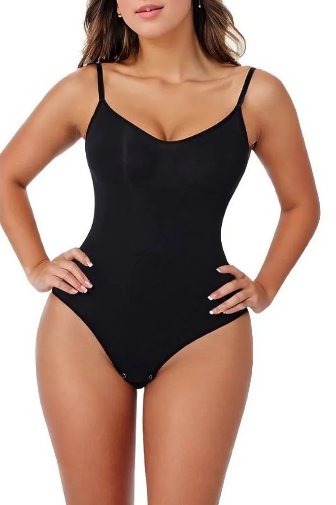 Woman wearing a figure flattering  Sculpting One Piece Bodysuit Shapewear - Panties Bodycon Collection