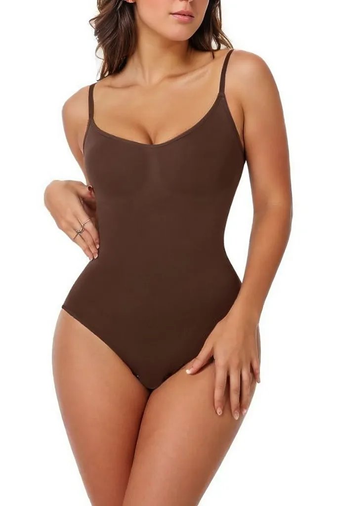 Woman wearing a figure flattering  Sculpting One Piece Bodysuit Shapewear - Panties Bodycon Collection